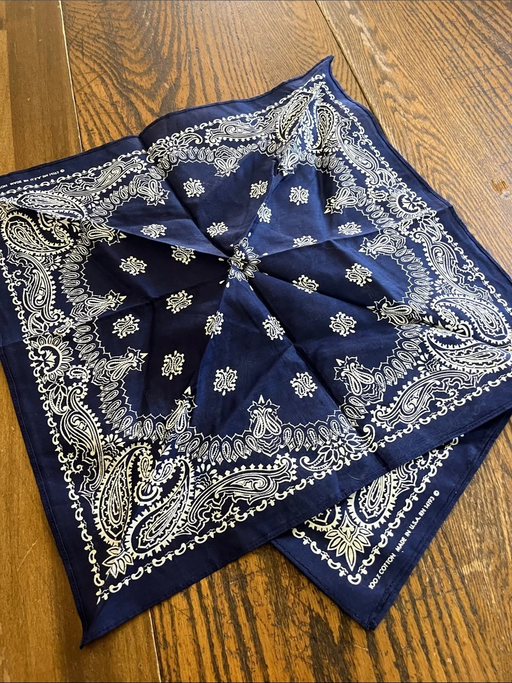Classic Navy Paisley Cotton Bandana - Unbranded USA made